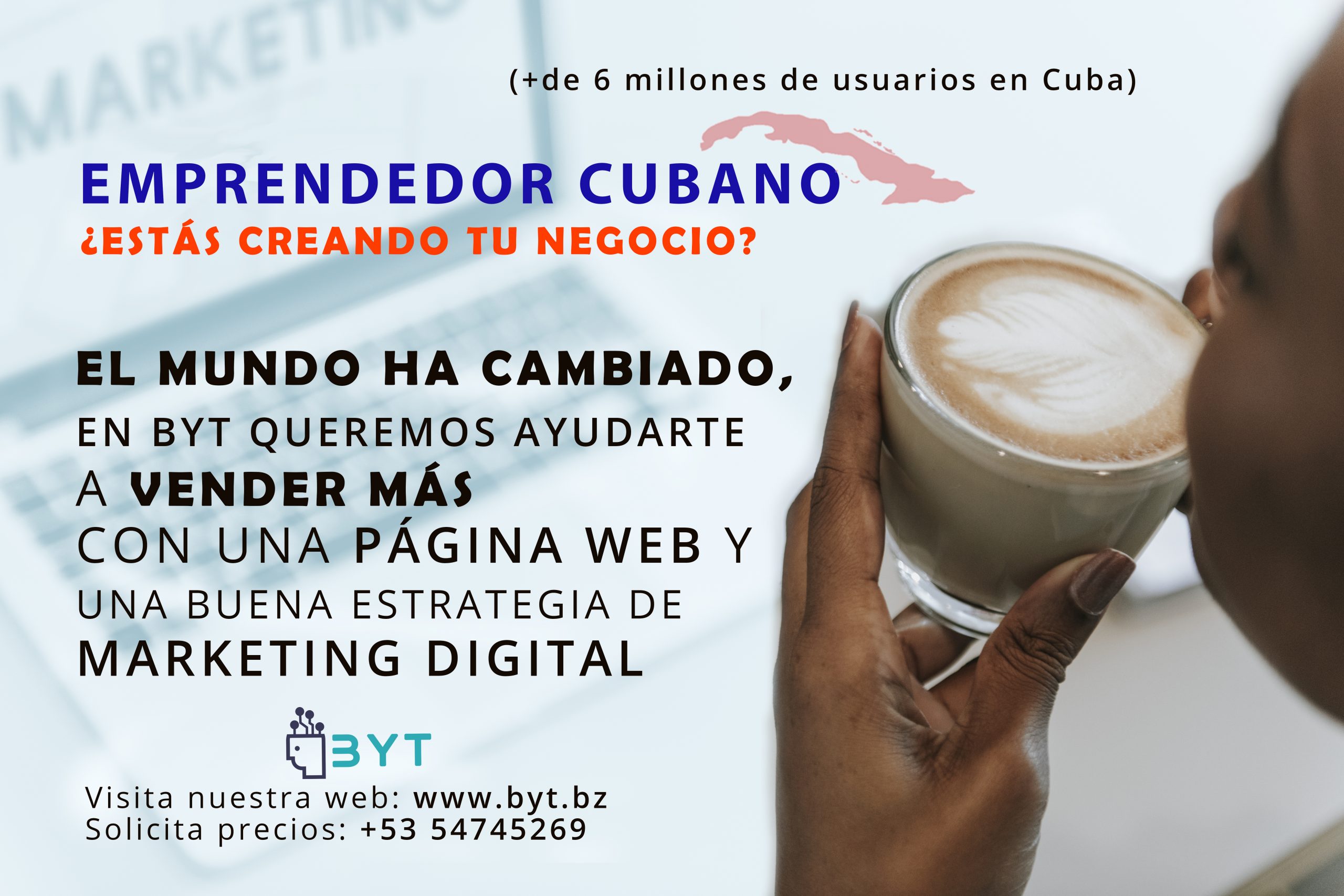 Mujer tomando café, emprendedores cubanos